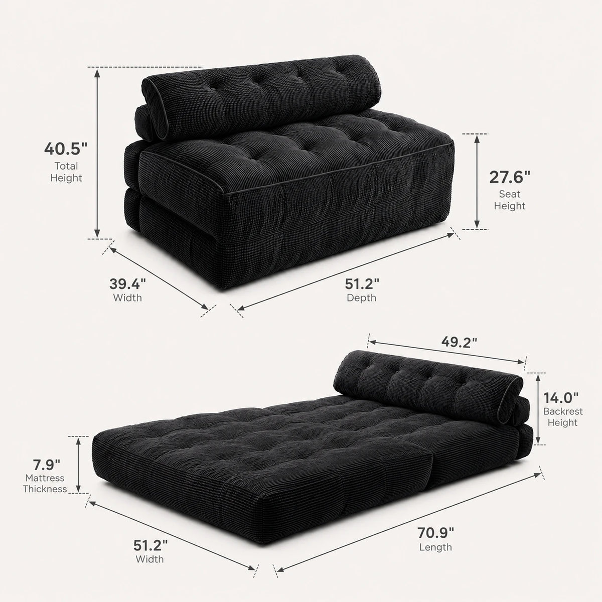 Fold Lounge — Convertible Boneless Sofa Bed