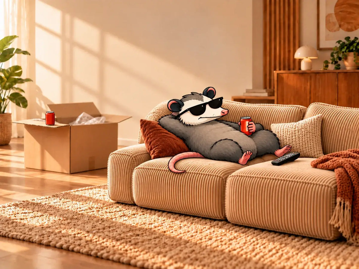 Person relaxing on a Couch Possum sofa